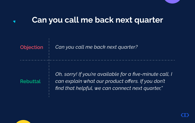 Sales Objection: Can you call me back next quarter