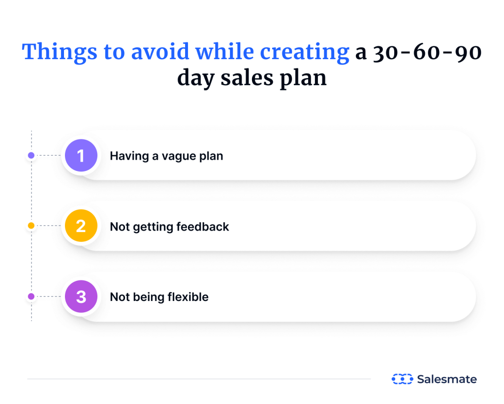 Mistakes to avoid while creating a 30-60-90 day sales plan 