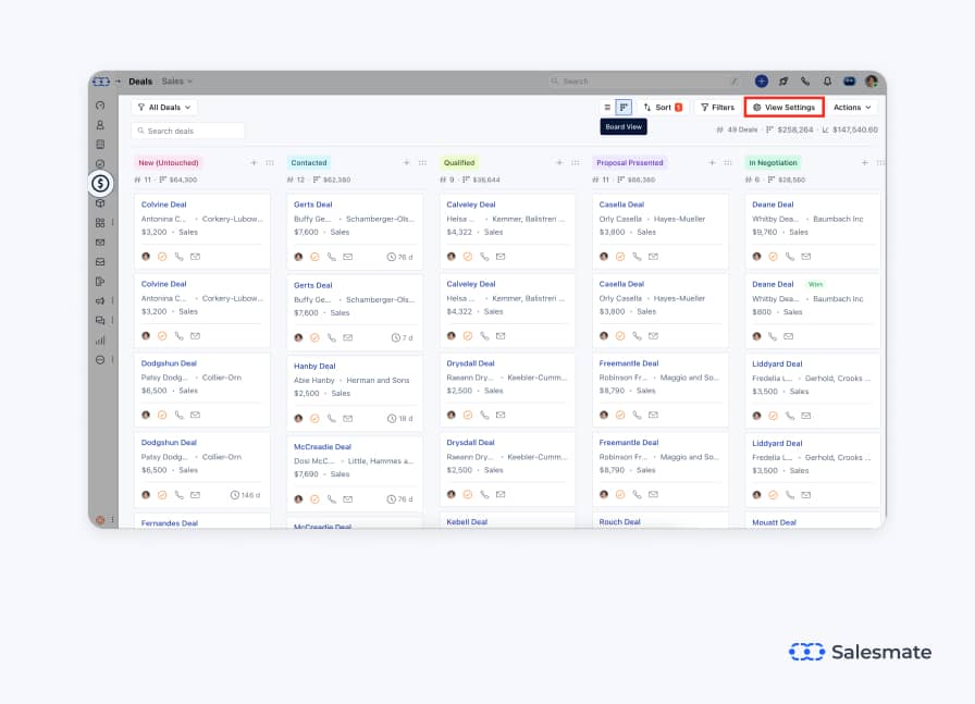 Salesmate - Sales pipeline management dashboard