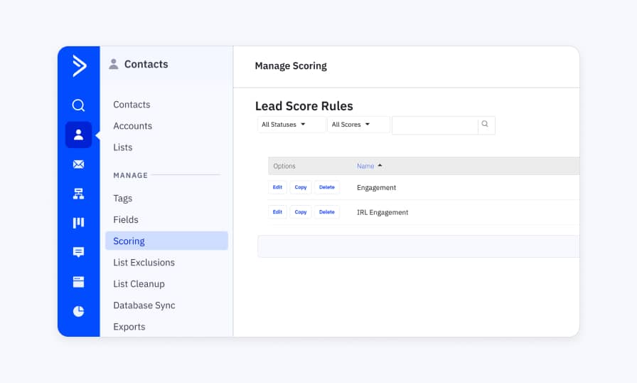 ActiveCampaign lead scoring tool
