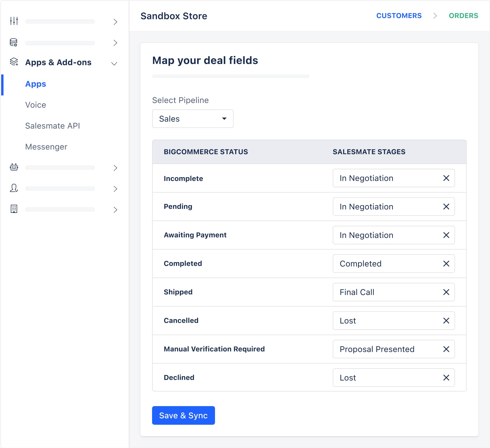 CONNECT SALESMATE AND HUBSPOT