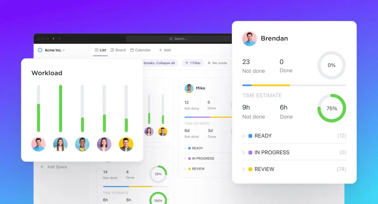 Clickup dashboard