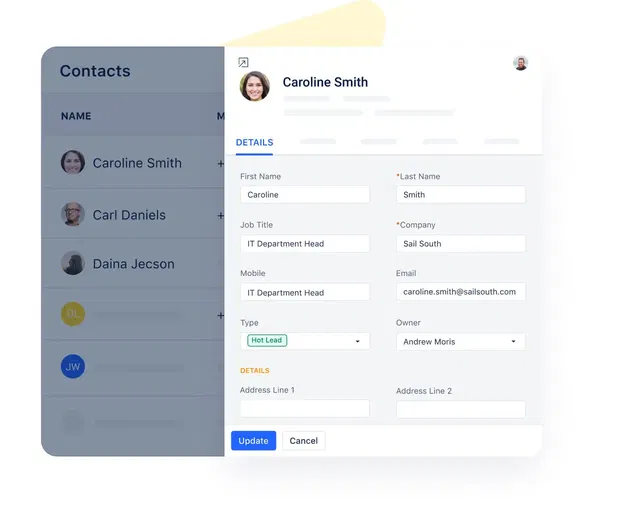 Manage contacts from a single page