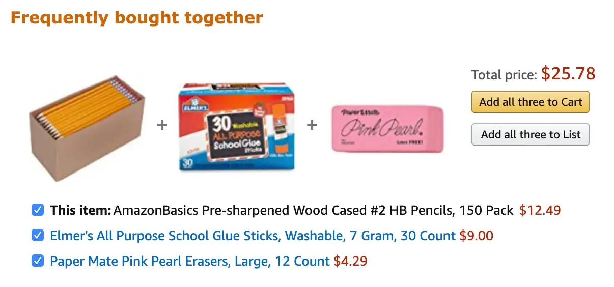 Amazon's "frequently bought together" feature