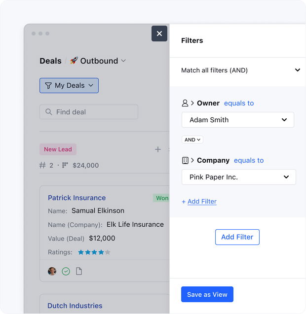 Organize and filter deals for smooth flow