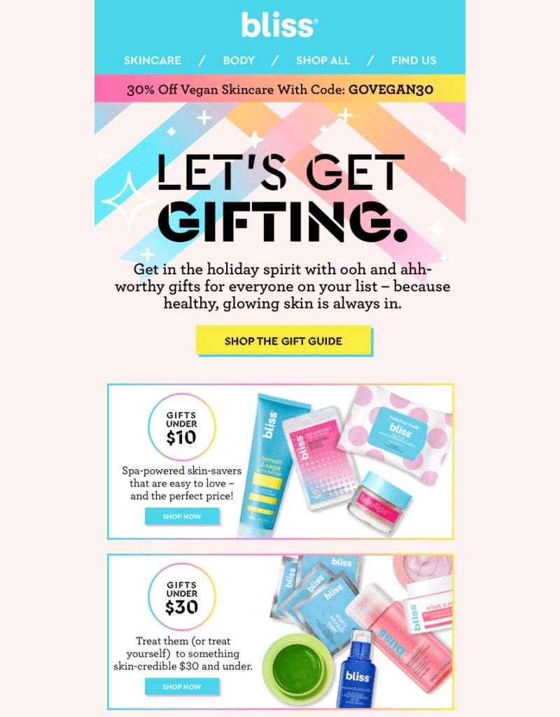 Send curated gift guides tailored to customer preferences  