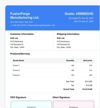 Create accurate quotes in seconds Create accurate quotes in seconds