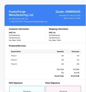 Create accurate quotes in seconds Create accurate quotes in seconds