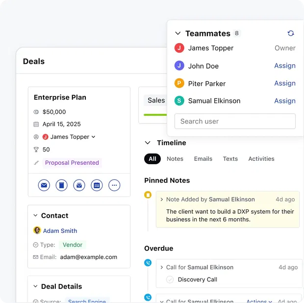 Align your team from first call to closed deal Align your team from first call to closed deal
