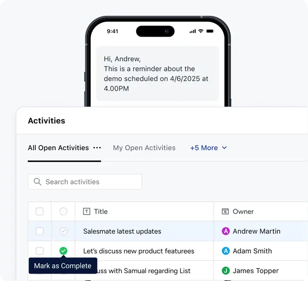 Optimize your touch-base (text messages and activities) Optimize your touch-base (text messages and activities)