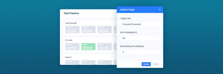 Salesmate allows users to update win probability for each deal