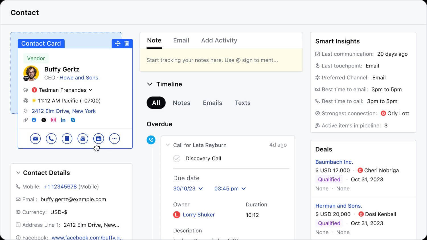 Salesmate CRM dashboard