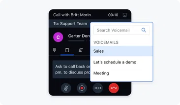 Save and drop pre-recorded voicemails Save and drop pre-recorded voicemails