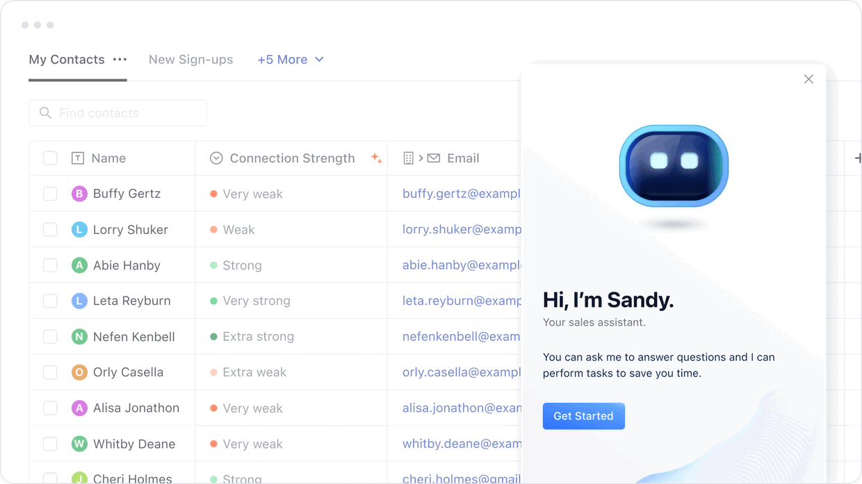 Meet Sandy AI. The first co-pilot for sales reps.