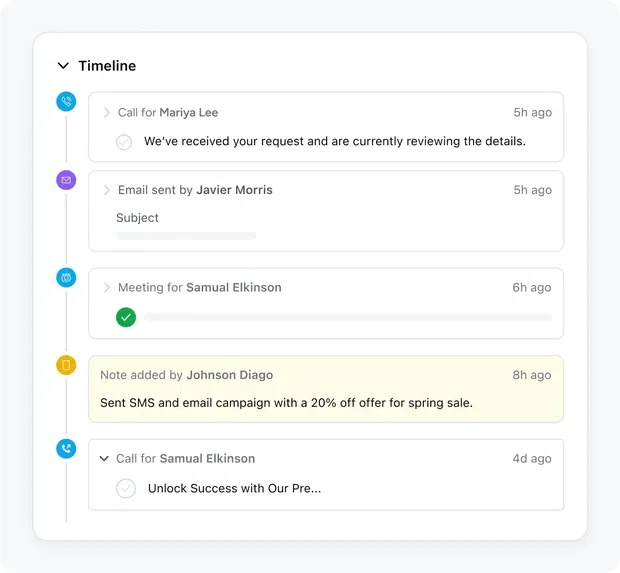 Track emails, calls and activities Track emails, calls and activities
